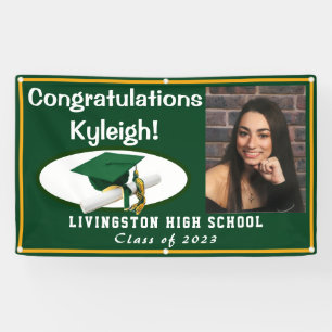 Green & Gold Vinyl Graduation Photo Banner