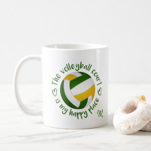 green gold volleyball court is my happy place coffee mug