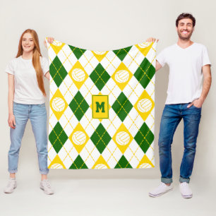 green gold volleyball team colours argyle pattern fleece blanket