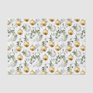 Green Gold Watercolor Ornament Christmas Tissue Paper