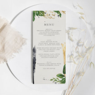 Green & Gold Watercolor Tropical Wedding Menu