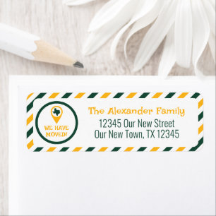 Green & Gold We Have Moved Striped Moving 