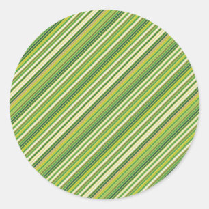 Green Gold White Diagonal Stripe Classic Round Sticker