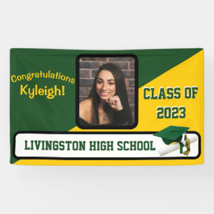 Green, Gold, & White Graduation Banner