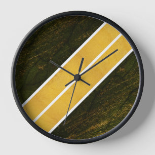 Green Gold White Lines Clock