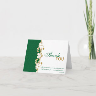 Green, Gold, White Scrolls Thank You Card