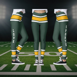 Green Gold White Team Jersey Colours Love Sports Leggings