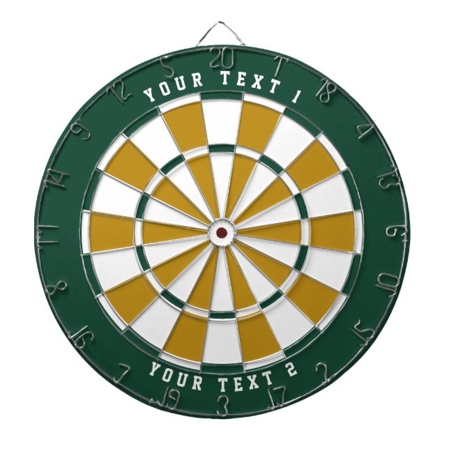 Green & Gold & White | Wide-Spaced Sports Font Dartboard (Front)