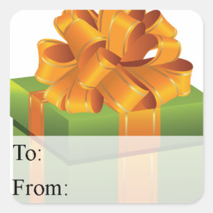 Green Gold Wrapped Christmas Present Gift Tag