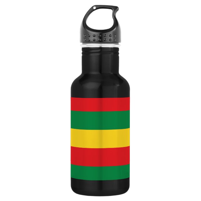 Green, Gold (Yellow) and Red Colours Flag 532 Ml Water Bottle (Front)