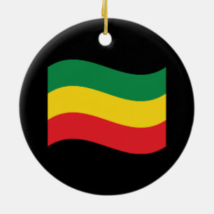 Green, Gold (Yellow) and Red Colours Flag Ceramic Tree Decoration