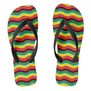Green, Gold (Yellow) and Red Colours Flag Flip Flops
