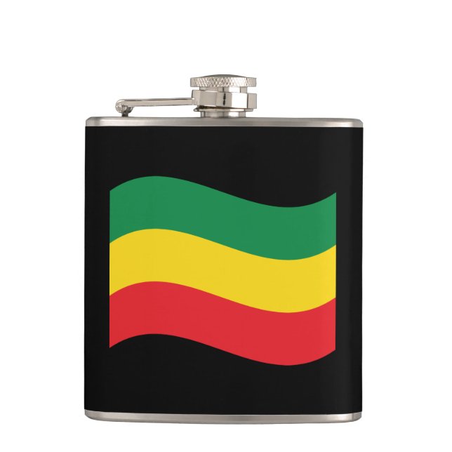 Green, Gold (Yellow) and Red Colours Flag Hip Flask (Front)