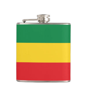 Green, Gold (Yellow) and Red Colours Flag Hip Flask