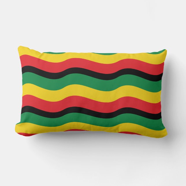 Green, Gold (Yellow) and Red Colours Flag Lumbar Cushion (Front)