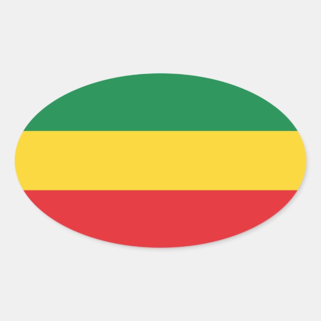 Green, Gold (Yellow) and Red Colours Flag Oval Sticker (Front)