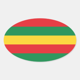 Green, Gold (Yellow) and Red Colours Flag Oval Sticker