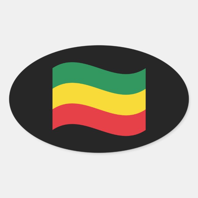 Green, Gold (Yellow) and Red Colours Flag Oval Sticker (Front)