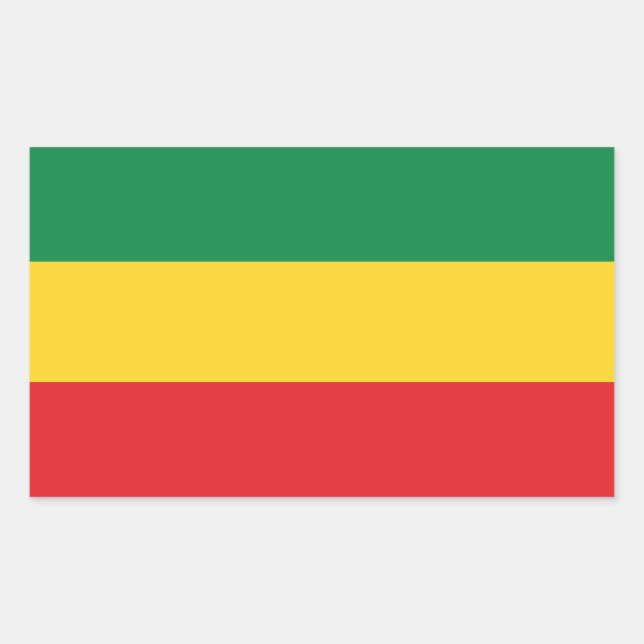 Green, Gold (Yellow) and Red Colours Flag Rectangular Sticker (Front)