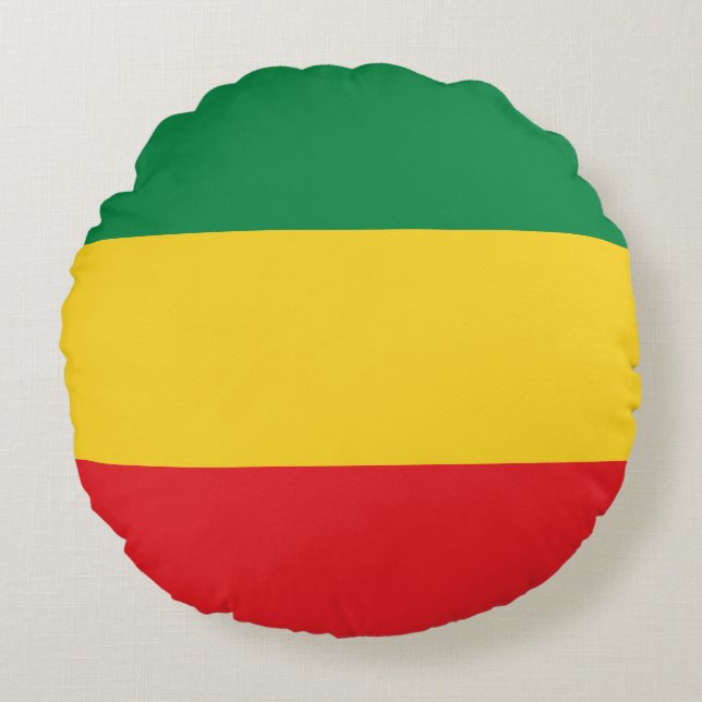 Green, Gold (Yellow) and Red Colours Flag Round Cushion (Front)