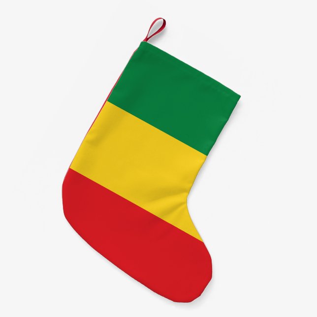 Green, Gold (Yellow) and Red Colours Flag Small Christmas Stocking (Front (Hanging))