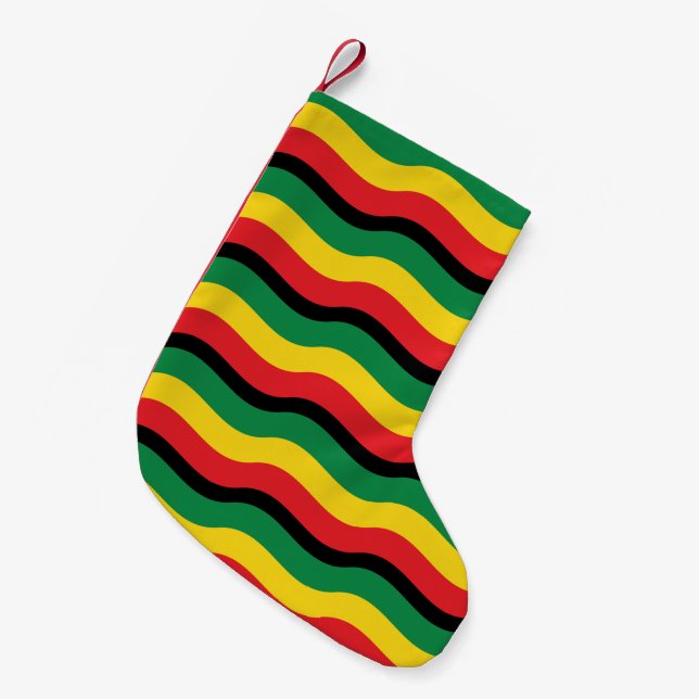 Green, Gold (Yellow) and Red Colours Flag Small Christmas Stocking (Front (Hanging))