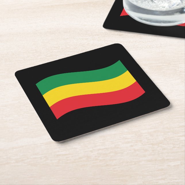 Green, Gold (Yellow) and Red Colours Flag Square Paper Coaster (Angled)