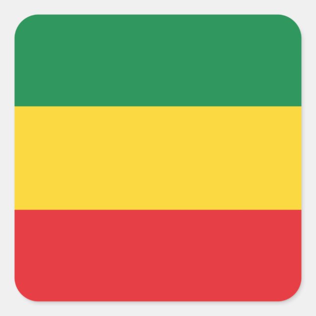 Green, Gold (Yellow) and Red Colours Flag Square Sticker (Front)