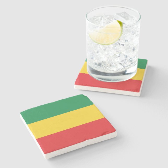 Green, Gold (Yellow) and Red Colours Flag Stone Coaster (Side)