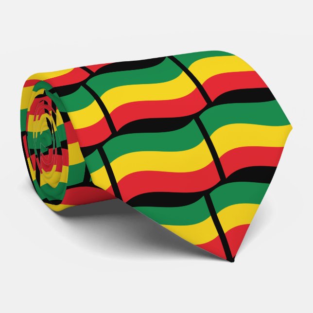 Green, Gold (Yellow) and Red Colours Flag Tie (Rolled)