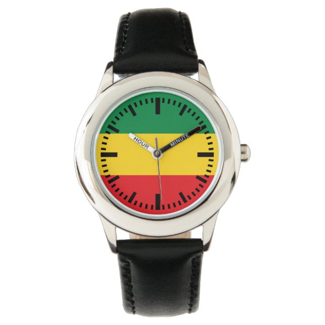 Green, Gold (Yellow) and Red Colours Flag Watch (Front)
