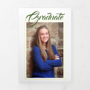 Green &Gold Yellow Photo Graduation Announcement