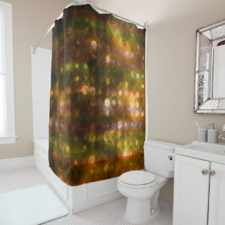 Green & Golden Bokeh Circles Shower Curtain