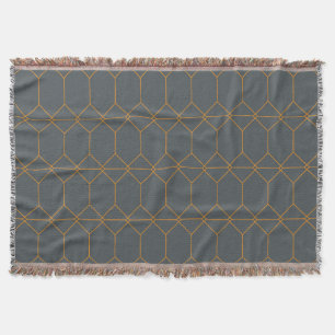 Green, golden, simple, retro, elegant illustration throw blanket