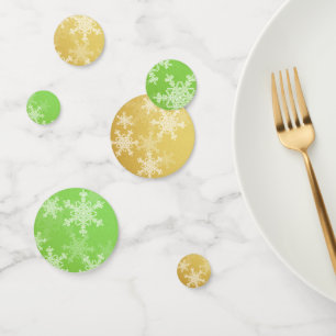 Green Golden Snowflakes Minimalist Christmas Confetti
