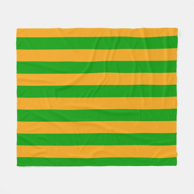 Green Golden Striped Pattern For Christmas Fleece Blanket (Front (Horizontal))