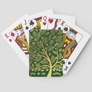 Green Golden Tree Of Life Greenery Foliage Spring Playing Cards