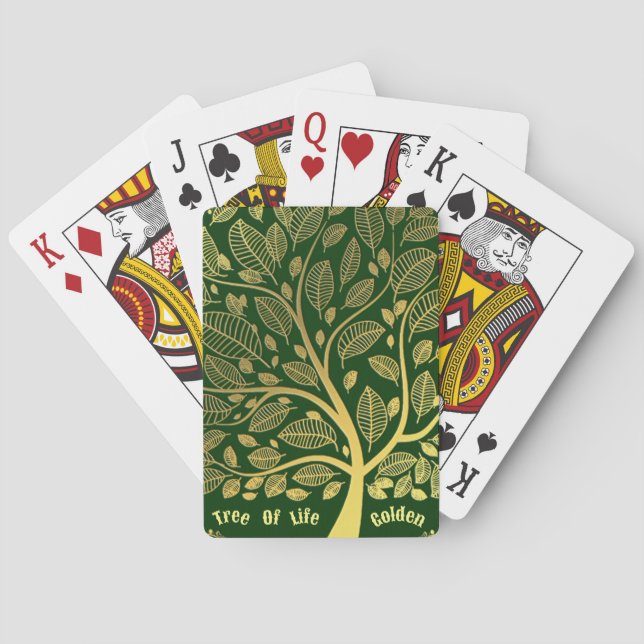 Green Golden Tree Of Life Greenery Foliage Spring  Playing Cards (Back)