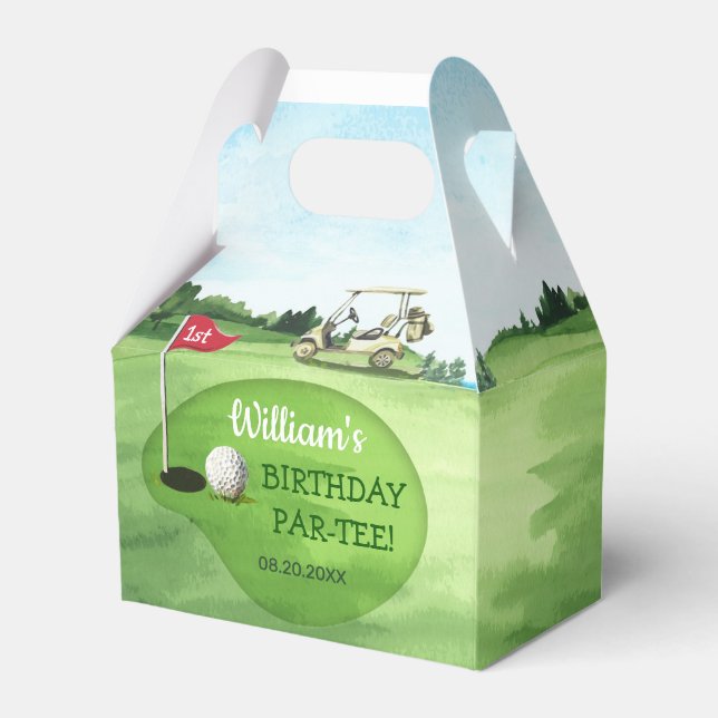 Green Golf 1st Birthday Par-tee Favour Box (Front Side)