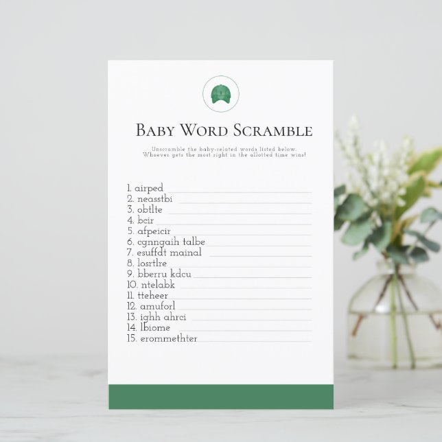 Green golf baby word scrabble baby shower  (Standing Front)