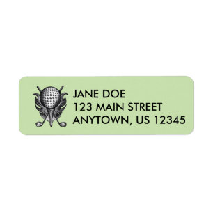 Green Golf Ball and Golfing Clubs Address Labels