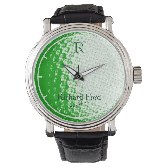 green golf ball personalised watch (Front)