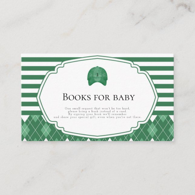 Green golf books for baby enclosure card (Front)