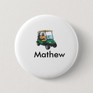 Green golf car name man sports boy gifts letter 6 cm round badge