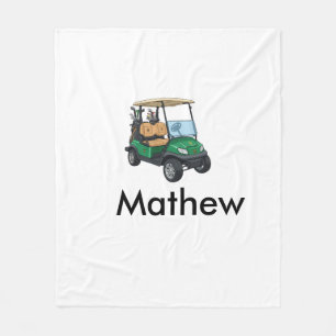 Green golf car name man sports boy gifts letter fleece blanket