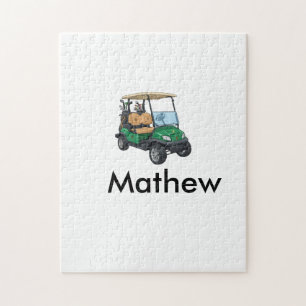 Green golf car name man sports boy gifts letter jigsaw puzzle
