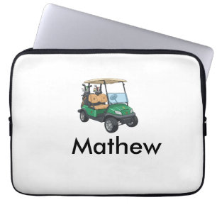 Green golf car name man sports boy gifts letter laptop sleeve