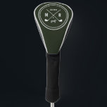 GREEN Golf CLub personalised logo monogram Golf Head Cover<br><div class="desc">Add a fancy touch to your golf bag with a personalised driver cover! Classic style monogrammed design features a pair of crossed golf clubs with your initials and birth year in white on a modern GREEN background. Blue colour is fully customisable, for help or custom request please contact us through...</div>
