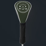 GREEN Golf CLub personalised logo monogram Golf Head Cover<br><div class="desc">Add a fancy touch to your golf bag with a personalised driver cover! Classic style monogrammed design features a pair of crossed golf clubs with your initials and birth year in white on a modern GREEN background. Blue colour is fully customisable, for help or custom request please contact us through...</div>