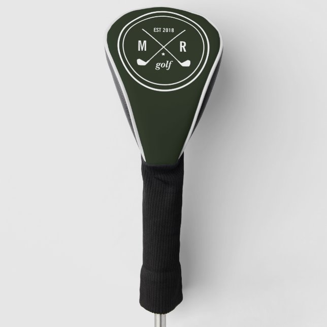 GREEN Golf CLub personalised logo monogram Golf Head Cover (Front)